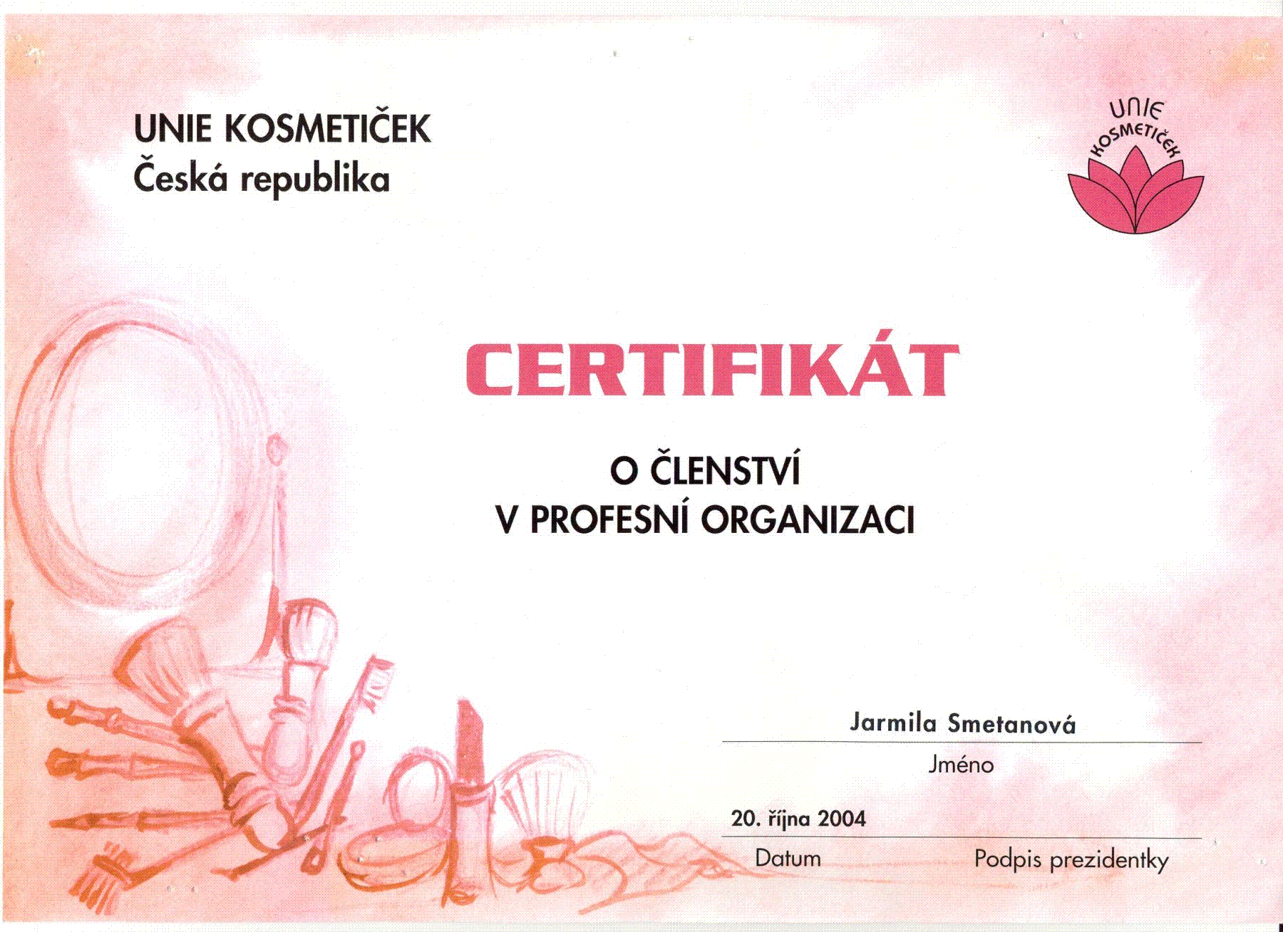 Certifikat unie kosmeticek